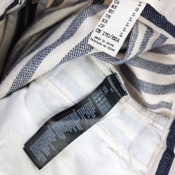 Life in Progress Navy Off-White Stripe Cotton Poly Skirt Sz Large - Picture 7 of 9